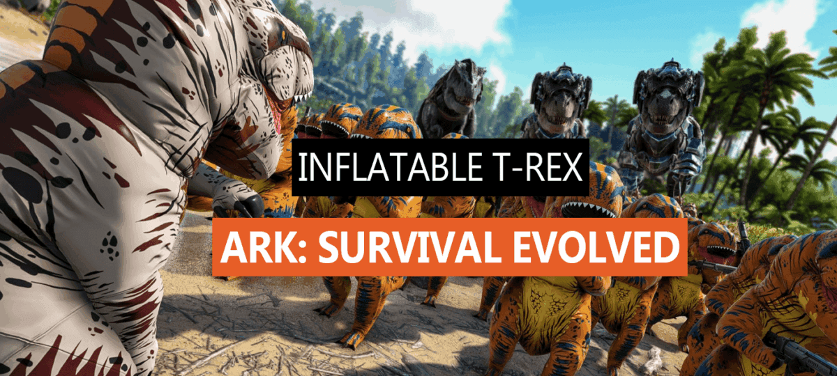 Explore ARK: Survival Evolved as an Inflatable T-Rex!